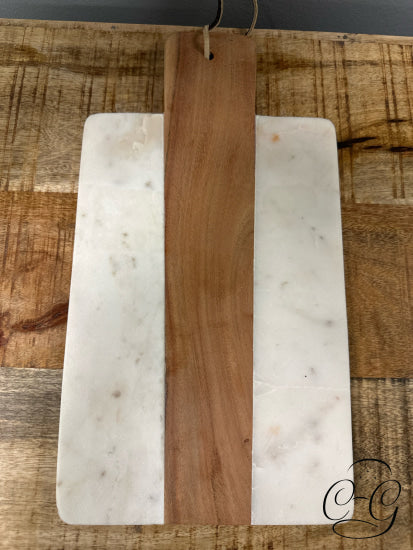 White Marble Cutting Board With Leather Hanger 15x8’’ Cutting Board