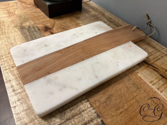 White Marble Cutting Board With Leather Hanger 15x8’’ Cutting Board