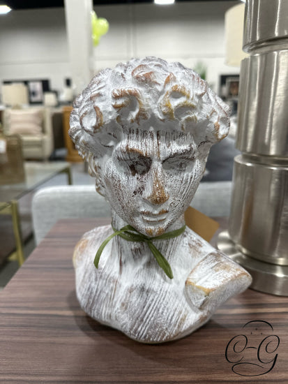 White Washed Wood Bust Of Woman 8x9’’ Home Decor