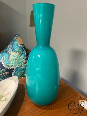 Crate & Barrel Round Aque Glass Vase