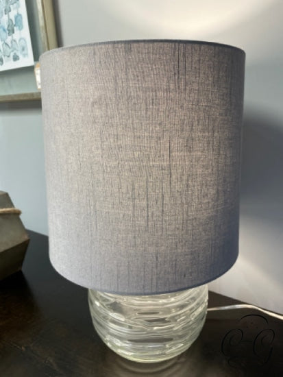 Round Textured Glass Base Table Lamp
