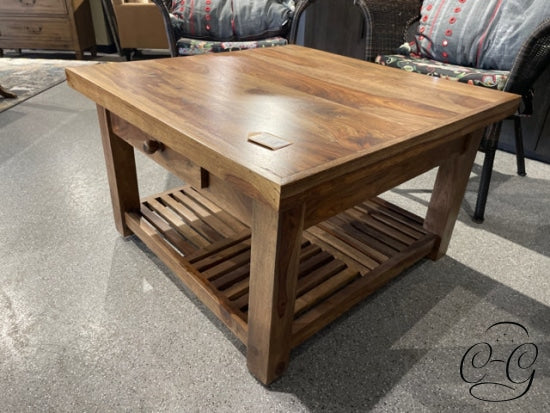 Square Rosewood Coffee Table W/ 2 Drawers