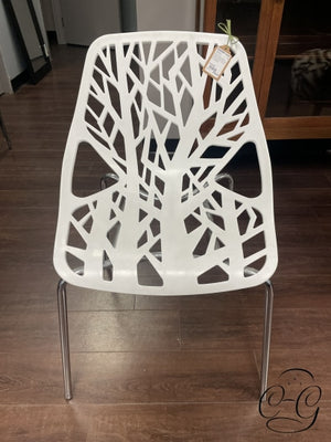 White Plastic Cut Out Design Accent Chair